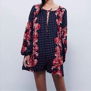 Free People Sunset Boulevard Black Floral Shirt size Small
